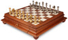 Traditional Staunton Solid Brass Chess Set with Alabaster & Wood Chess Case