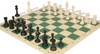 Master Series Double-Weighted Plastic Chess Set - Black & Ivory Pieces with Vinyl Rollup Board - Green