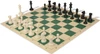 Master Series Double-Weighted Plastic Chess Set - Black & Ivory Pieces with Vinyl Rollup Board - Green