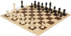 Master Series Double-Weighted Plastic Chess Set - Black & Ivory Pieces with Vinyl Rollup Board - Brown