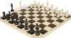 Master Series Double-Weighted Plastic Chess Set - Black & Ivory Pieces with Vinyl Rollup Board - Black
