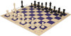 Master Series Triple Weighted Plastic Chess Set Black & Ivory Pieces with Vinyl Rollup Board - Blue