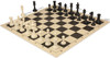 Master Series Classroom Triple Weighted Plastic Chess Set Black & Ivory Pieces with Vinyl Roll-up Board & Bag- Black