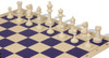 Master Series Classroom Double-Weighted Plastic Chess Set - Black & Ivory Pieces with Vinyl Roll-up Board & Bag - Blue