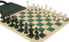 Master Series Easy-Carry Triple Weighted Plastic Chess Set Black & Ivory Pieces with Vinyl Rollup Board - Green