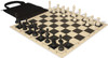 Master Series Easy-Carry Double-Weighted Plastic Chess Set - Black & Ivory Pieces with Vinyl Rollup Board - Black