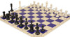 Master Series Carry-All Double-Weighted Plastic Chess Set - Black & Ivory Pieces with Vinyl Rollup Board - Blue