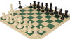 Conqueror Easy-Carry Plastic Chess Set Black & Ivory Pieces with Vinyl Rollup Board - Green