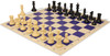 Conqueror Easy-Carry Plastic Chess Set Black & Camel Pieces with Vinyl Rollup Board - Blue