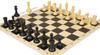 Conqueror Plastic Chess Set Black & Camel Pieces with Rollup Board - Black