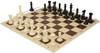 Executive Easy-Carry Plastic Chess Set Black & Ivory Pieces with Vinyl Rollup Board - Brown