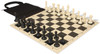 Executive Easy-Carry Plastic Chess Set Black & Ivory Pieces with Vinyl Rollup Board - Black