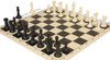 Executive Plastic Chess Set Black & Ivory Pieces with Vinyl Roll-up Board - Black