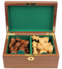 German Staunton Chess Set Acacia and Boxwood Pieces in Walnut Chess Box 3.75" King 