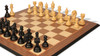 Cyrus Staunton Chess Set Ebony & Boxwood with Walnut & Maple Molded Edge Board - 4.4" King