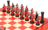 Templar Knights Theme Chess Set with Red & Erable Deluxe Chess Board