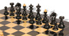 Vienna Coffee House Antique Reproduction Chess Set High Gloss Black & Boxwood Pieces with Black & Ash Burl Chess Board - 4" King