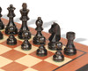 German Knight Staunton Chess Set Ebonized & Boxwood Pieces with Mahogany Molded Edge Chess Board - 3.25" King