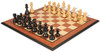 French Lardy Staunton Chess Set Ebonized & Boxwood Pieces with Mahogany & Maple Molded Edge Board - 3.75" King