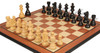 Elegant Staunton set with ebonized knights and mahogany molded chessboard, tournament size