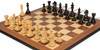 Fierce Knight Staunton Chess Set Ebonized & Boxwood Pieces with Walnut & Maple Molded Edge Board - 3" King