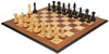 Fierce Knight Staunton Chess Set Ebony & Boxwood Pieces with Walnut & Maple Molded Edge Board - 3.5" King