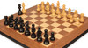 German Knight Staunton Chess Set Ebonized & Boxwood Pieces with Walnut Molded Edge Chess Board - 3.25" King
