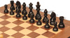 German Knight Staunton Chess Set Ebonized & Boxwood Pieces with Walnut Molded Edge Chess Board - 3.25" King
