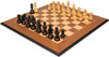 German Knight Staunton Chess Set Ebonized & Boxwood Pieces Walnut Molded Chess Board - 2.75" King