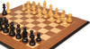 German Knight Staunton 3.75-inch king weighted pieces on walnut molded-edge banked board