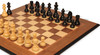 Polished ebonized Staunton pieces on matte walnut board, molded edge for durable classic games