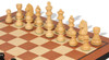 German Knight Staunton Chess Set Ebonized & Boxwood Pieces with Molded Edge Mahogany Board - 3.75" King