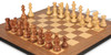 French Lardy Staunton Chess Set Acacia & Boxwood Pieces with Walnut & Maple Molded Edge Board - 3.75" King