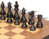 French Lardy Staunton Chess Set Ebonized & Boxwood Pieces with Walnut Molded Edge Chess Board - 2.75" King