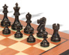 Deluxe Old Club Staunton Chess Set Ebonized & Boxwood Pieces with Mahogany & Maple Molded Edge Board - 3.75" King