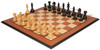Fierce Knight Staunton Chess Set Ebonized & Boxwood Pieces with Mahogany & Maple Molded Edge Board - 4" King