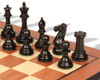 New Exclusive Staunton Chess Set Ebonized & Boxwood Pieces with Mahogany & Maple Molded Board - 3" King