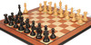 New Exclusive Staunton Chess Set Ebonized & Boxwood Pieces with Mahogany & Maple Molded Edge Board - 3.5" King