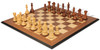 Fierce Knight Staunton Chess Set Golden Rosewood & Boxwood Pieces with Walnut Molded Edge Chess Board - 3" King
