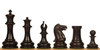 1849 Heirloom Staunton Chess Set - Ebony & Distressed Boxwood Pieces - Black & Ash Burl Chess Board - 4.4" King