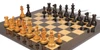 1849 Heirloom Staunton Chess Set - Ebony & Distressed Boxwood Pieces - Black & Ash Burl Chess Board - 4.4" King