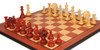 Strategos Staunton Chess Set Padauk & Boxwood Pieces with Padauk & Bird's-Eye Maple Molded-Edge Chess Board