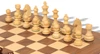 Side view of German Knight Staunton Chess Set pieces on Deluxe Walnut Chess Board.