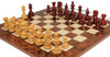 Hadrian Staunton Chess Set Padauk & Boxwood Pieces with Walnut Burl & Maple Board - 4.4" King