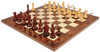 Fierce Knight Staunton Chess Set Padauk & Boxwood Pieces with Walnut Burl Chess Board - 4" King