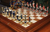 Italfama Renaissance Hand Painted Metal Chess Set with Tuscan Marble & Wood Chess Case