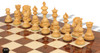 Wellington Staunton Chess Set Ebony & Boxwood Pieces with Walnut Burl & Whitened Bird's Eye Maple Chess Board - 4.25" King