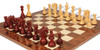 Bucephalus Staunton Chess Set Padauk & Boxwood Pieces with Walnut Burl Chess Board