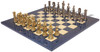 Roman Emperor Bust Theme Metal Chess Set with Blue Ash Burl Chess Board