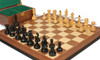 Dubrovnik Staunton Chess Set Ebonized & Boxwood Pieces with Walnut Molded Edge Chess Board & Box - 3.9" King